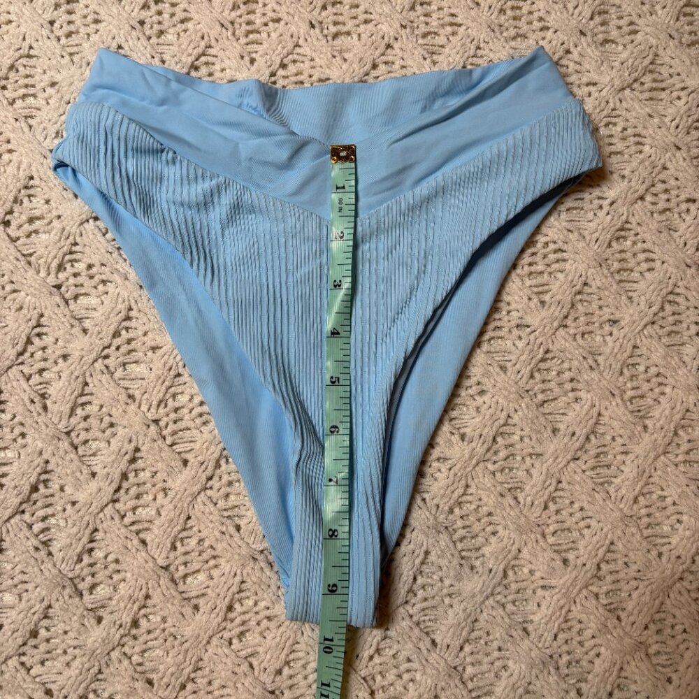 L*Space Ribbed High Waist Bitsy Bikini Bottom Blue - S-NWOT w/hygiene sticker - Picture 4 of 6
